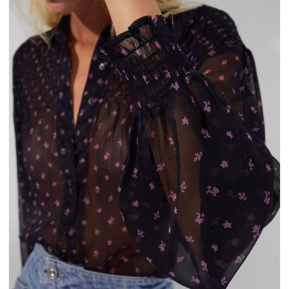 French Connection Augustine Recycled Crinkle Smock Top - Picture 2 of 5